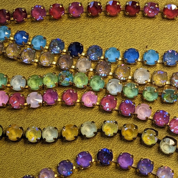 Creamy & Coffee Latte Austrian Crystals in Pastel Tennis Necklace in Gold Plated - Picture 8 of 8